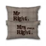 Mr. Mrs. always Right Wendekissen Stoff Bedruckter Stoff kreativ verarbeitet - hier im Bild - beigetragen von Wilma Stoffheimer